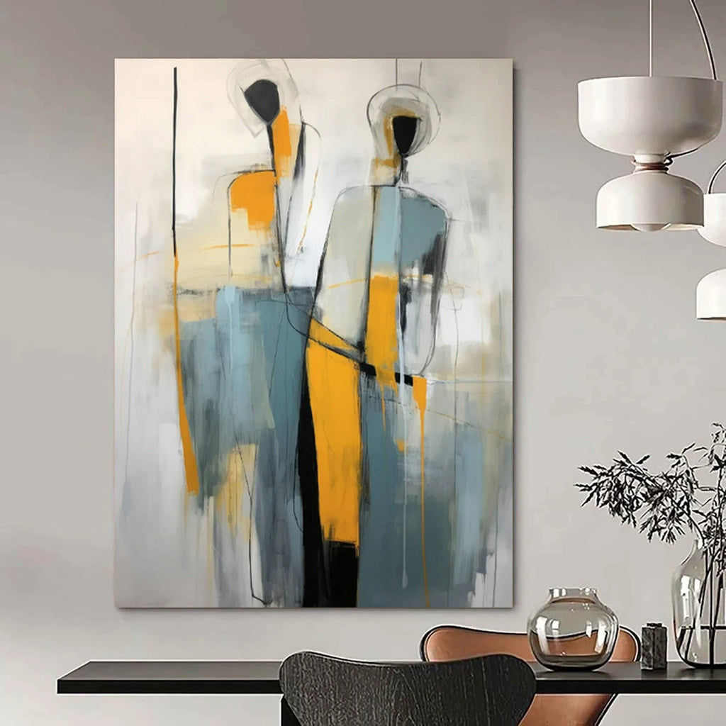 “Abstract Figure Duo” - Contemporary Abstract Painting On Canvas PT2232