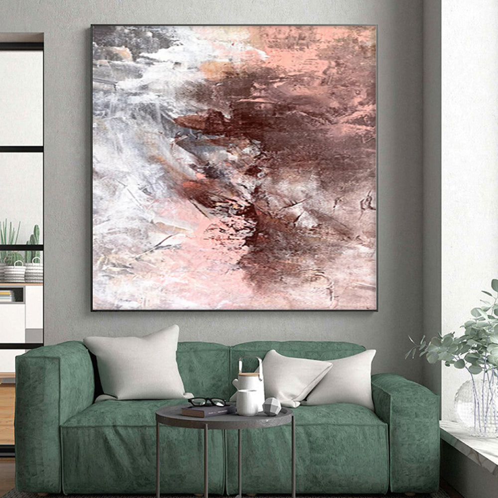 “Blush and Brown Abstract Fusion” - Abstract Minimalist Painting On Canvas PS0023