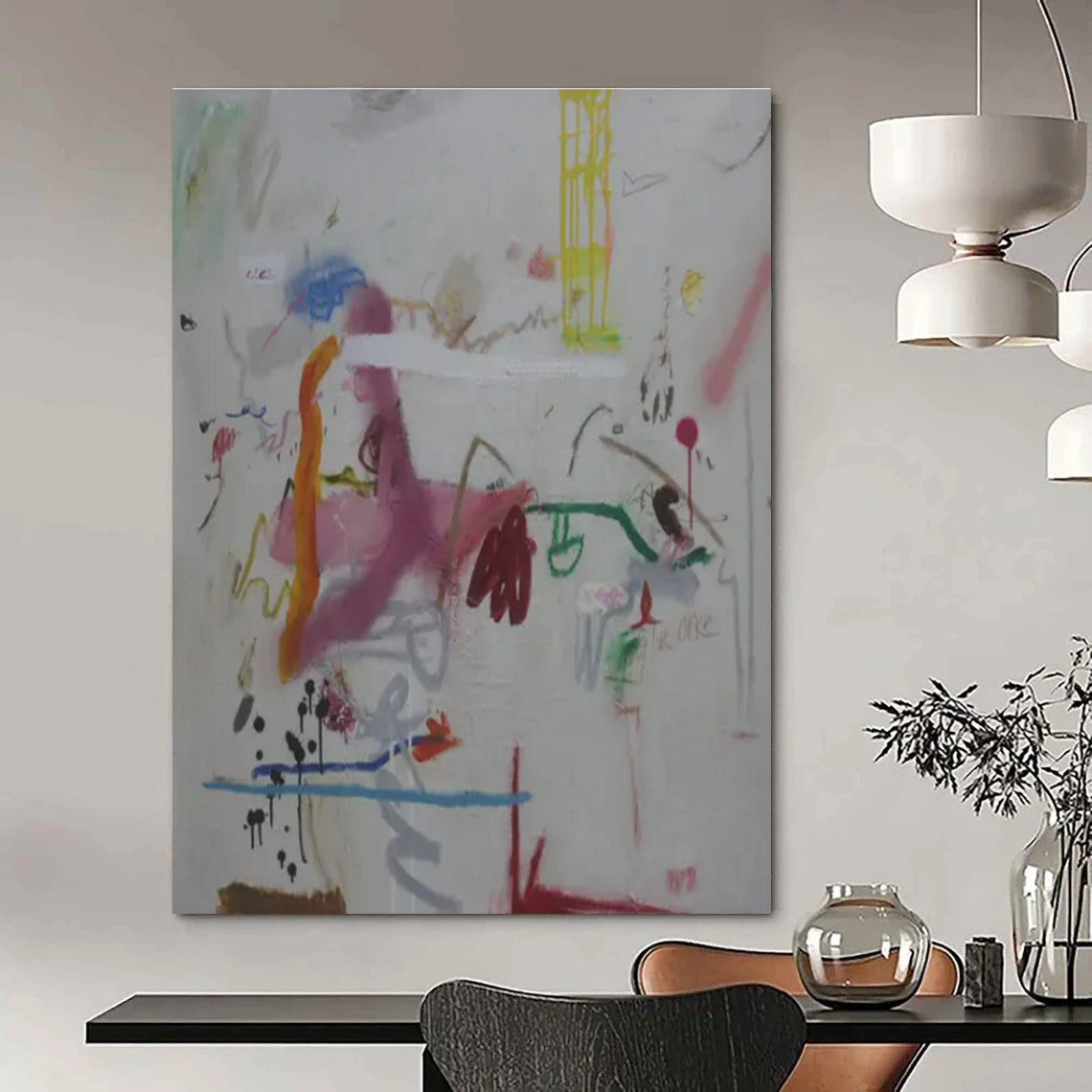 Colorful, Layered Marks "Mixed Media Melody" Abstract Painting On Canvas PS1409