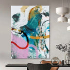 “Colorful Abstract Fusion” - Vibrant Hues with Dynamic Forms Painting On Canvas DS229