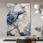 “Blue - Grey Textured Abstract” - Palette - Knife Abstract Painting On Canvas PT1257