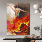 “Flamenco Dancer in Colorful Dress” - Vivid Oil Painting On Canvas PT2178