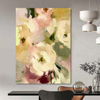 “Soft Floral Abstract” - Minimalist Floral Painting On Canvas PT1354
