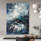 Blue, White, Gray with Dynamic Textures "Crashing Waves" Abstract Painting On Canvas PS1351