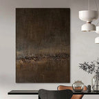 Dark Brown Textured Mystery Minimalist Abstract Painting On Canvas DS057