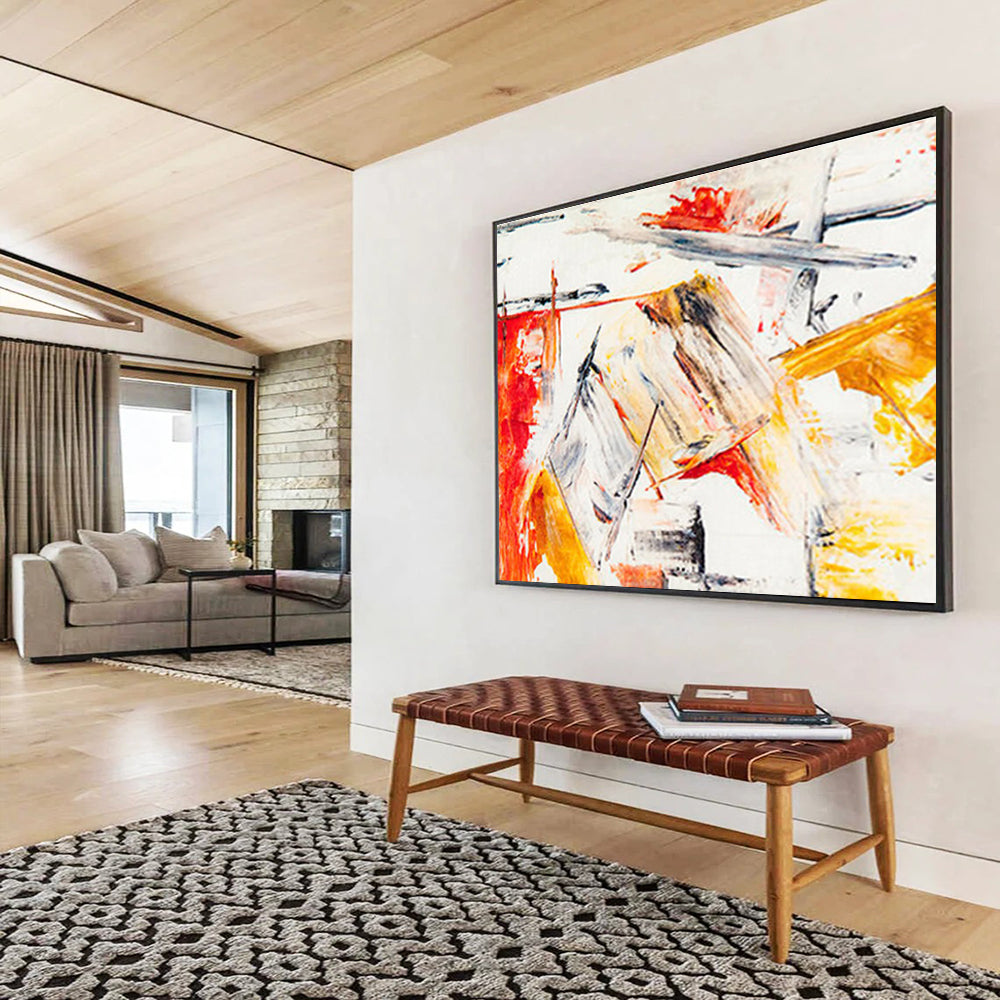 “Dynamic Red - Yellow Abstract” - Energetic Abstract Painting On Canvas DKS400