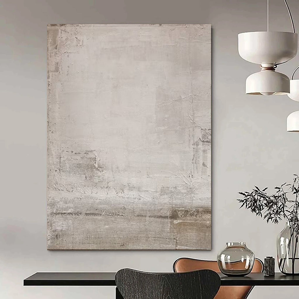 Light Gray Textured, "Foggy Field" – Textured Abstract Painting On Canvas PS0962