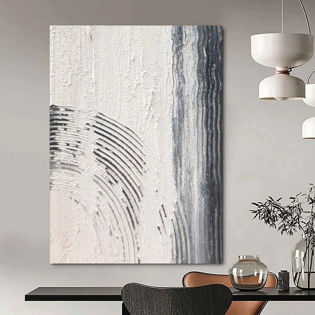 “Linear Textures: Gray, White Abstract” - Subtle Abstract Painting On Canvas DS399