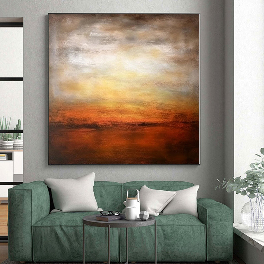 “Warm Toned Abstract Sunset Scene” - Serene Abstract Painting On Canvas PS0287