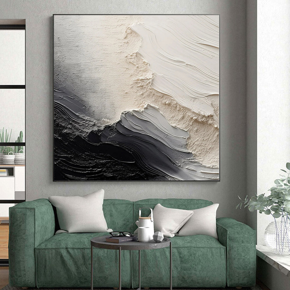 “Monochrome Textured Abstract” - Minimalist Abstract Painting On Canvas PS0081