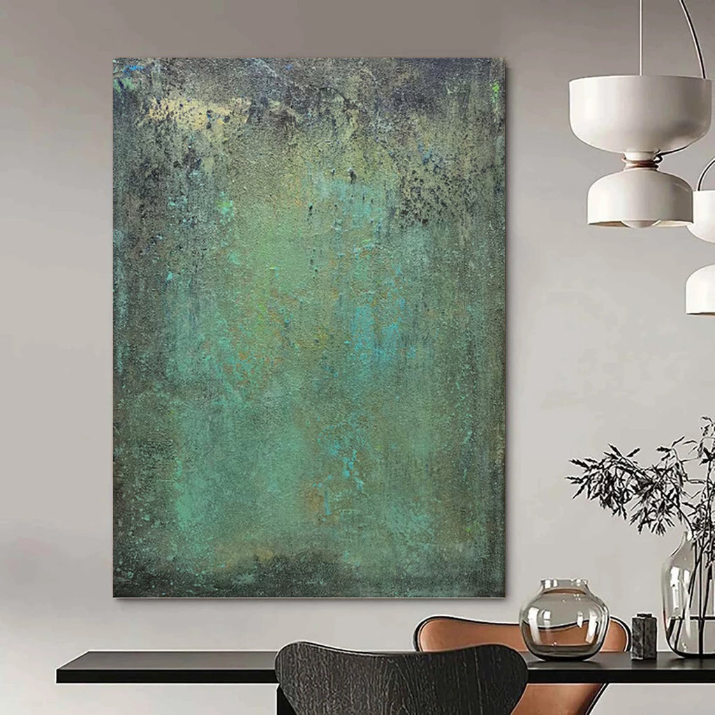 “Green - Blue Textured Canvas” - Textured Abstract Painting On Canvas PT1192