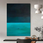 “Dark Sea & Solitary Boat” - Minimalist Seascape Painting On Canvas PS0194