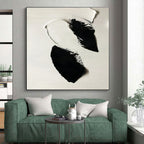 “Bold Black - White Strokes” - Black, White Abstract Minimalist Painting On Canvas PS0710