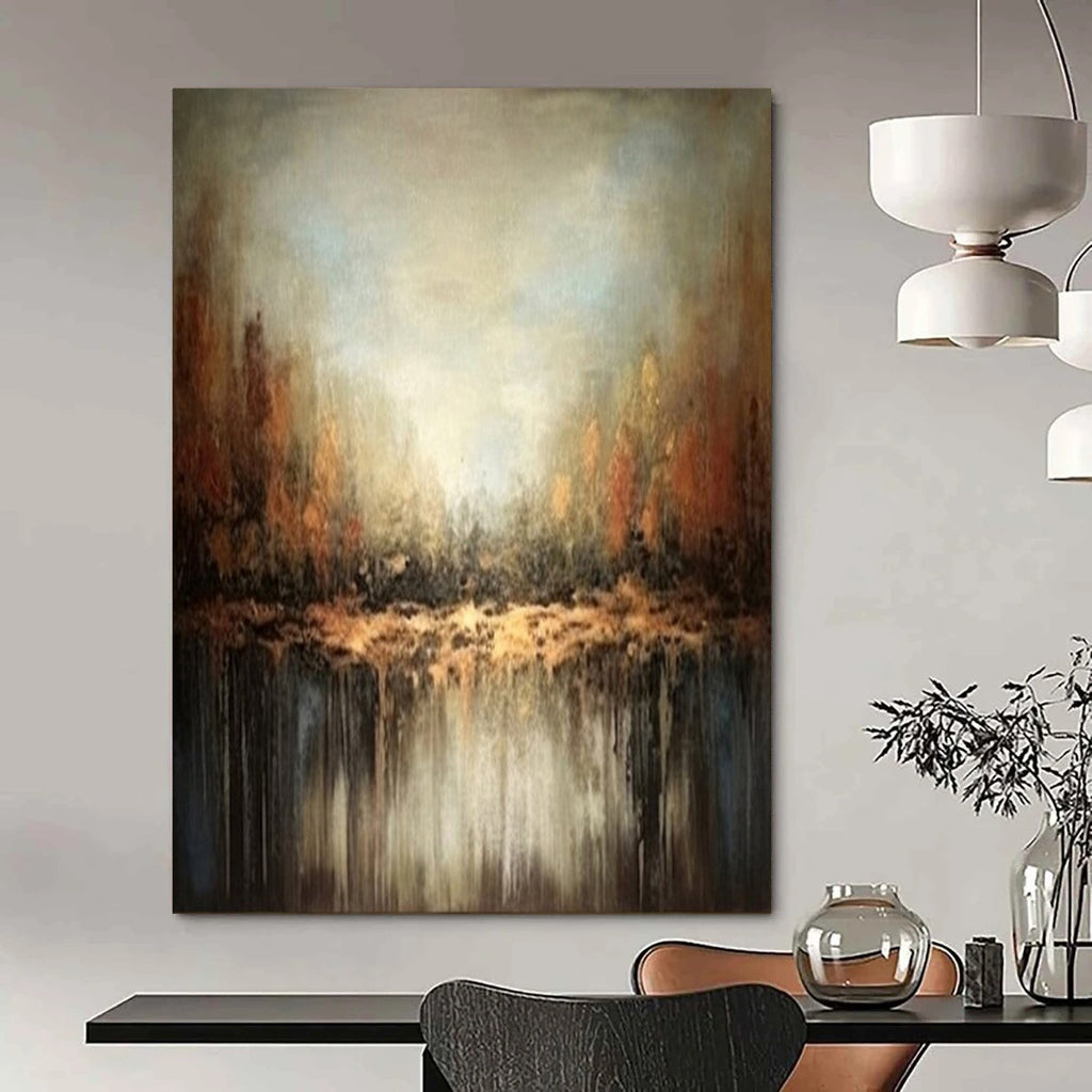 Earthy Tones, "Autumn Reflection" – Abstract Landscape Painting On Canvas PS1034