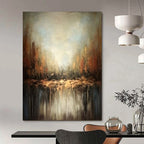 Earthy Tones, "Autumn Reflection" – Abstract Landscape Painting On Canvas PS1034