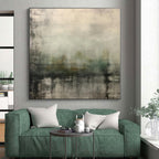 “Gray - Green Abstract Mist” - Gray, Green Abstract Painting On Canvas PS0528