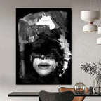 “Black & White Abstract Portrait” - Expressive Brushstrokes on a Face Painting On Canvas DS232