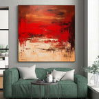 Scarlet Turbulence - Mainly Deep Red and Beige - Abstract Expressionism PS0776