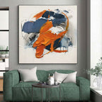 “Blue - Orange Abstract” - Blue, Orange Abstract Expressionist Painting PS0613