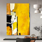 “Yellow - Black Abstract Forms” - Bold Abstract Painting On Canvas PT1101