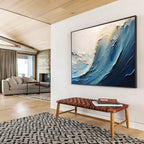 “Textured Blue - White Ocean Wave” - Impasto Seaside Painting On Canvas PT1558