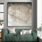 White Textured Minimalist "Cotton Clouds" Painting On Canvas PS0867