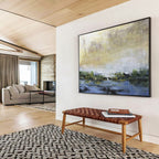 “Soft Gold - Blue Landscape” Landscape Painting On Canvas DKS195