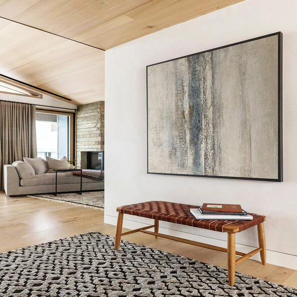 “Neutral Textured Stripes” - Subtle Neutral “Serene Strata” Painting On Canvas PT1624