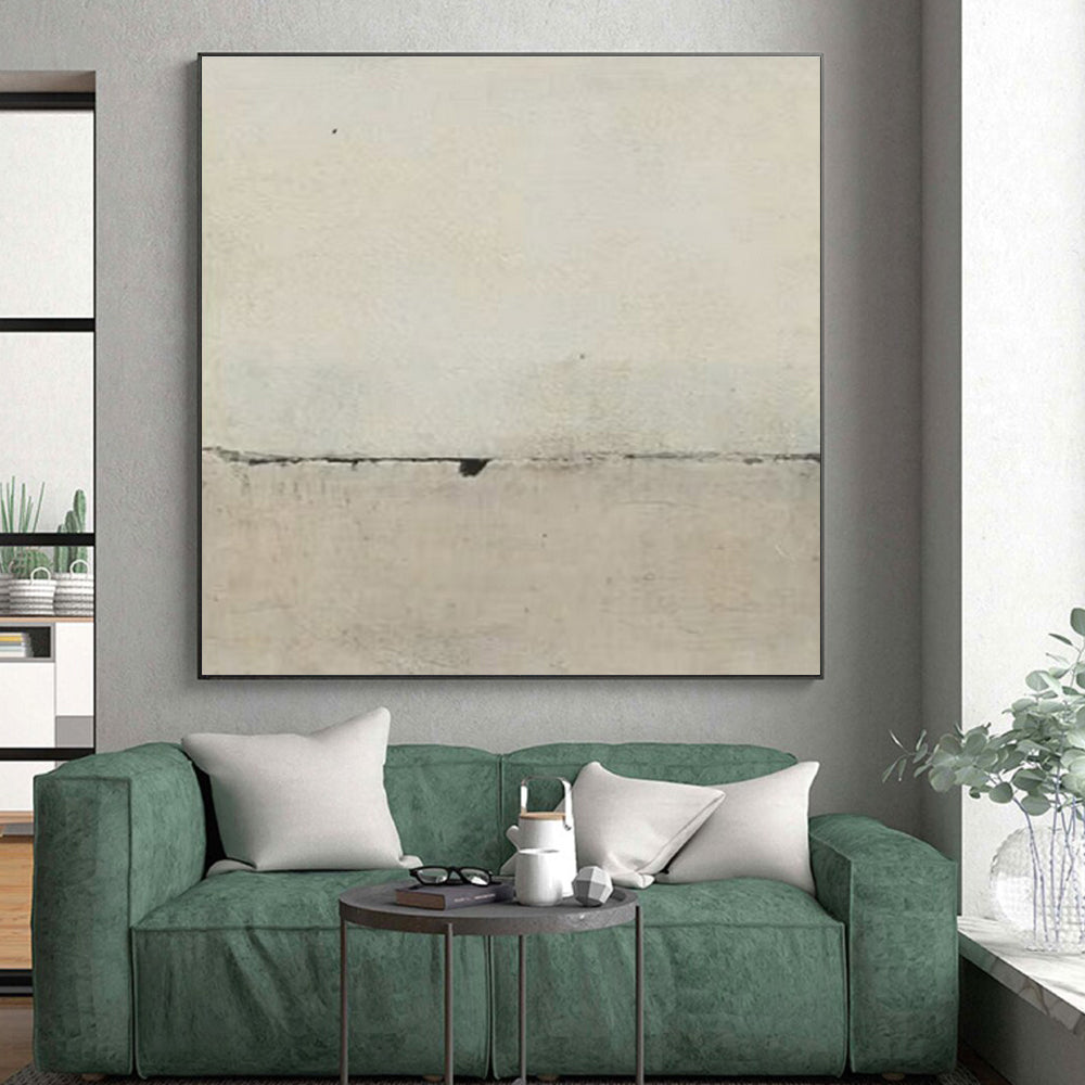 “Cracked Beige Minimalism” - Beige Abstract Textured Painting On Canvas PS0668