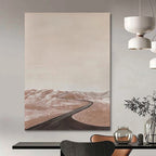 “Pink - Brown Desert Road” - Landscape Abstract Painting On Canvas PT1123