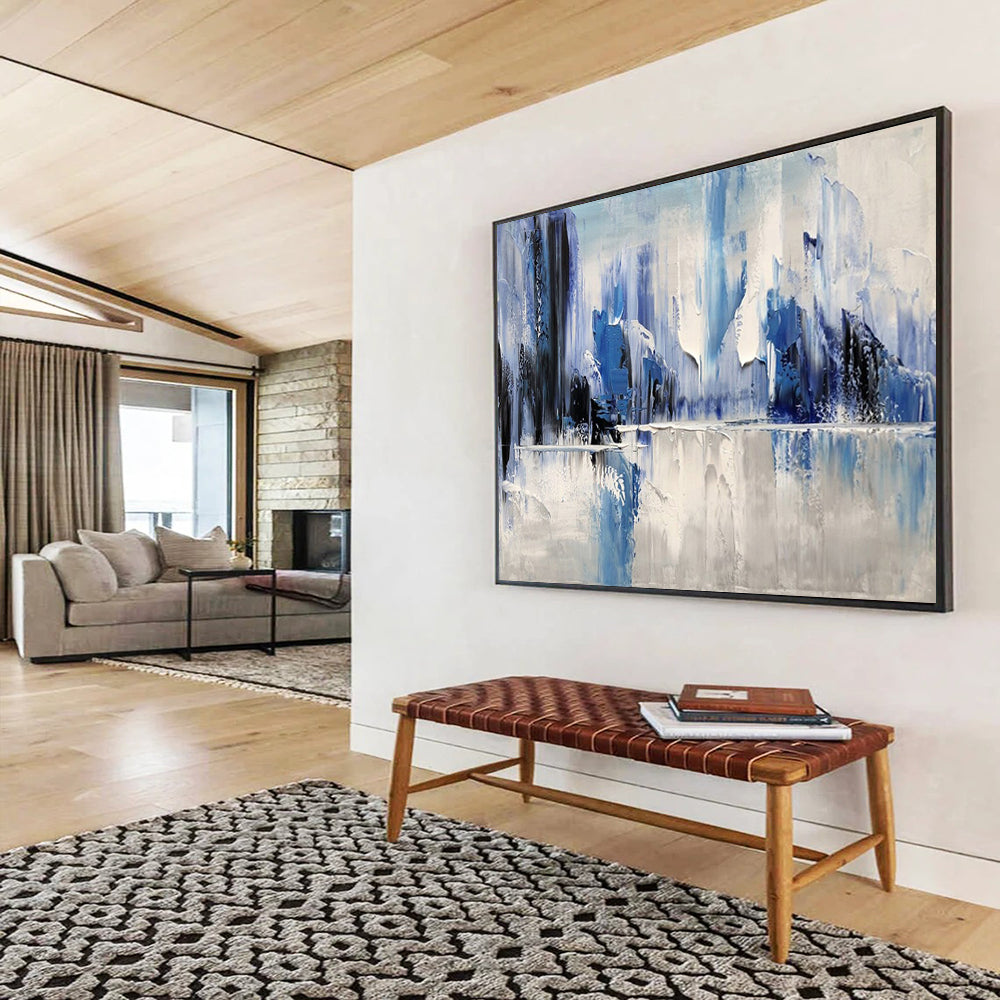 “Blue - White Abstract Peaks” - Abstract Mountain - Painting On Canvas PT1731