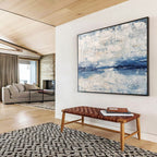 “Blue and White Textured Sea” - Impressionistic Oil Painting On Canvas DKS791