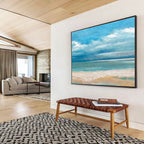 “Calm Beach Seascape” - Realistic Seascape Painting, Fits Family Room & Beach - Themed Nursery DKS638
