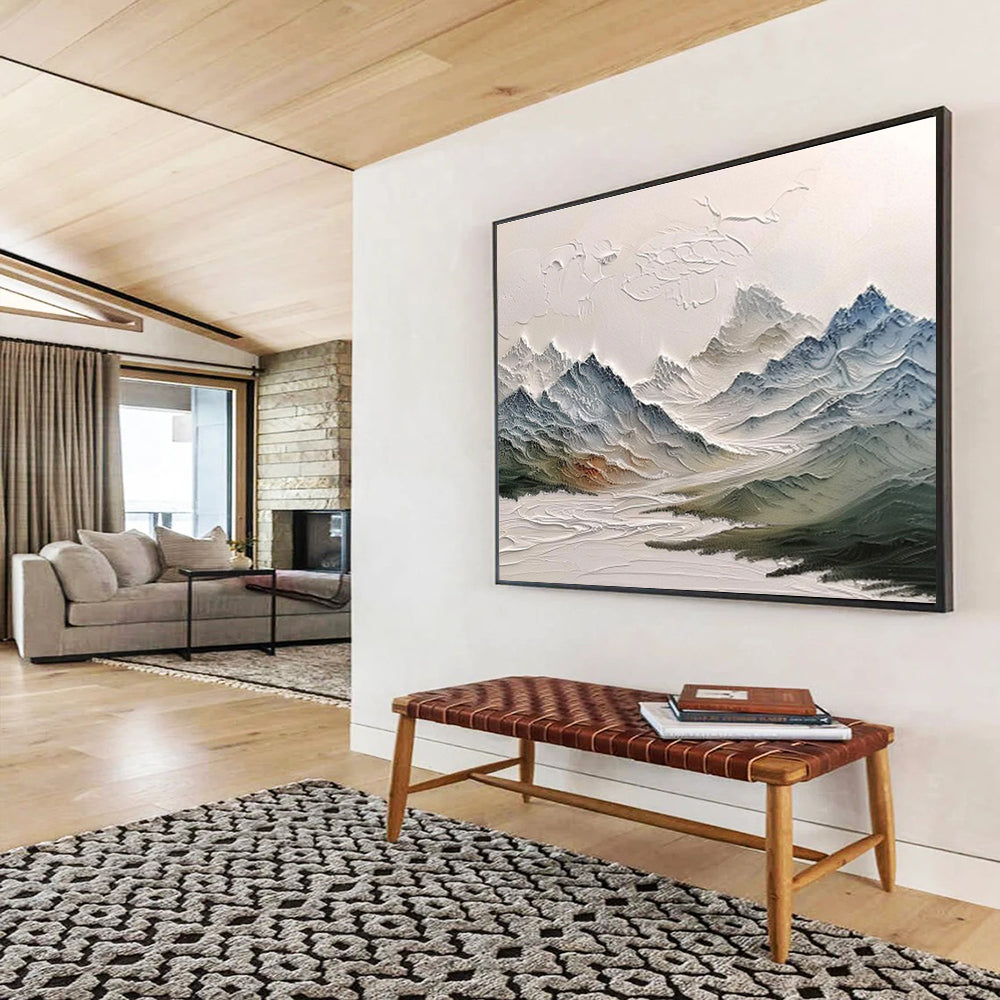 “3D Textured Mountain Range” - Sculptural Landscape Painting On Canvas DKS462