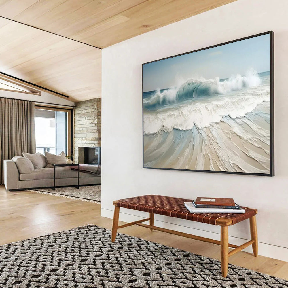 “Textured Blue - White Waves” - Impasto - Seaside Painting On Canvas PT1545