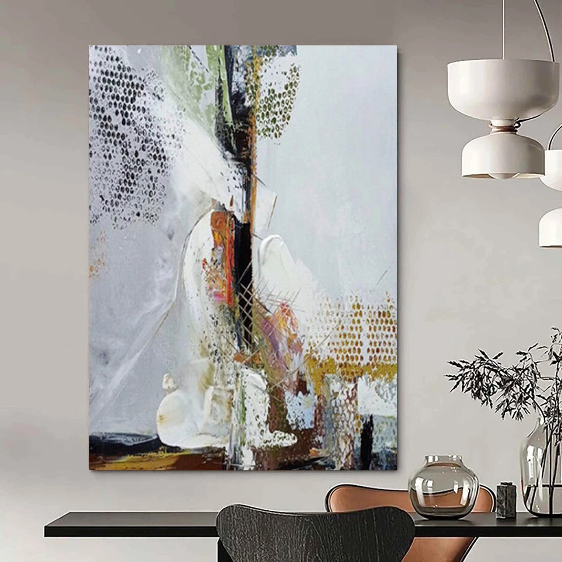 “Mixed - Media Abstract Layers” - Mixed - Media Abstract Painting On Canvas DS043