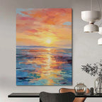 “Vibrant Impasto Sunset Ocean” - Impasto Seascape Painting On Canvas PT1904