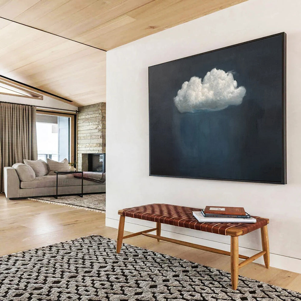“White Cloud on Dark Blue” - Dreamy Simplicity Painting On Canvas PT1524
