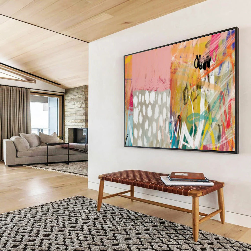 “Playful Pink - Orange Abstract” Abstract Painting On Canvas DKS198
