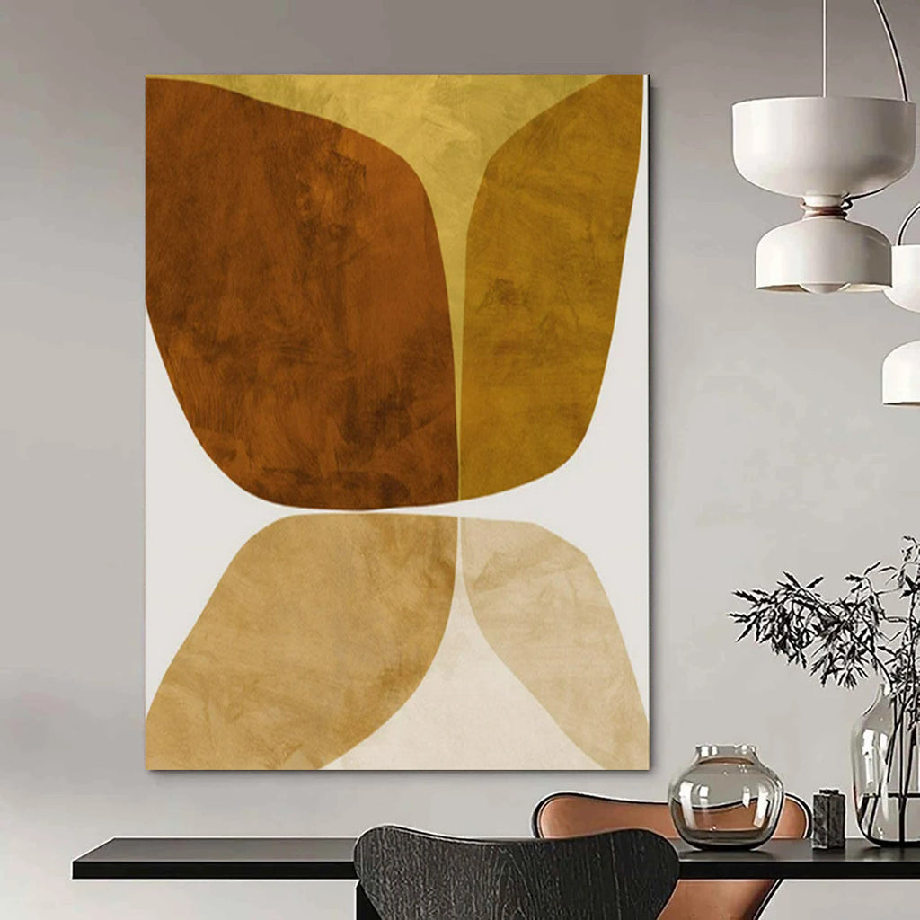 “Brown - Beige Forms” - Minimalist Abstract Painting On Canvas PT2310