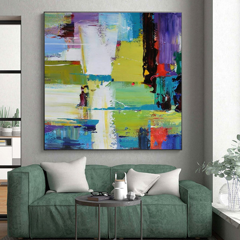 Vibrant Color Blocks, "Urban Symphony" – Contemporary Abstract Painting On Canvas PS0896