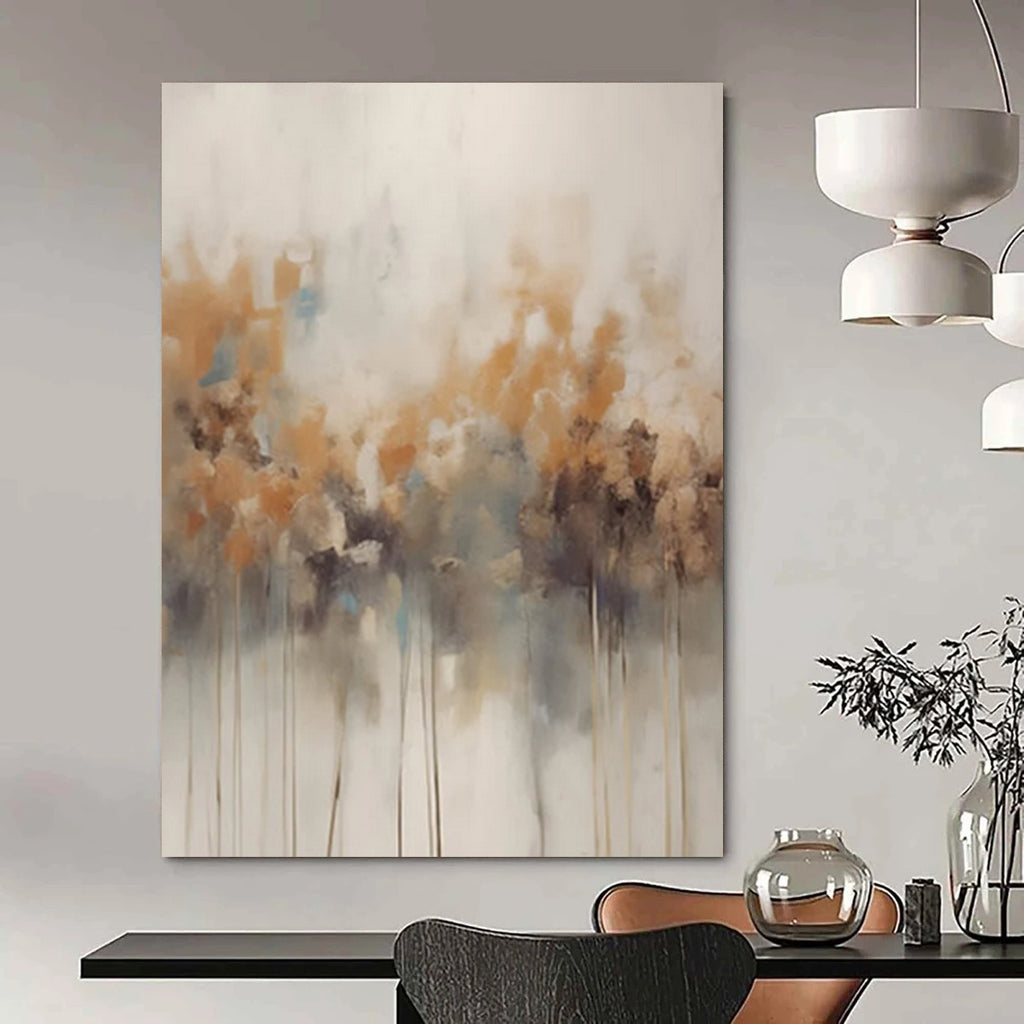 Soft Neutral Floral Abstract Painting On Canvas DS117