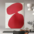 Red and White Organic, "Vibrant Curves" – Organic Abstract Painting On Canvas PS0997