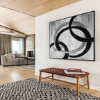 Monochrome Intertwined Rings Abstract Painting On Canvas DKS175