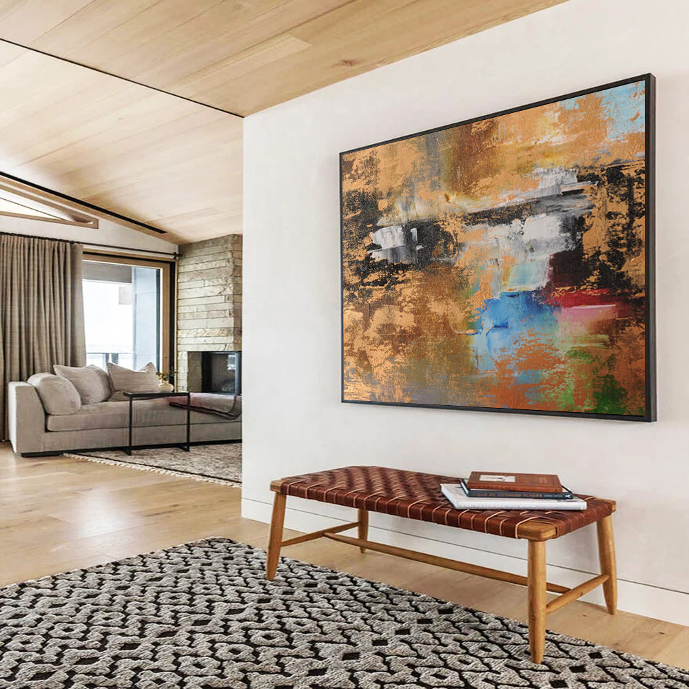 Gold - Accented Colorful Abstract Painting On Canvas DKS019