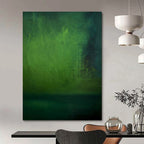 “Deep Green Abstract Layers” - Minimalist Abstract Painting On Canvas PT1188