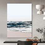 “Abstract Coastal Waves” - Soft Blues & Pinks with Textured Layers Painting On Canvas DS208