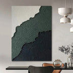 “Green - Black Textured Edges” - Minimalist Abstract Painting On Canvas PT1218