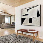 “Monochrome Geometric Abstraction” - Abstract Painting on Canvas, Suits Studio & Hallway DKS582