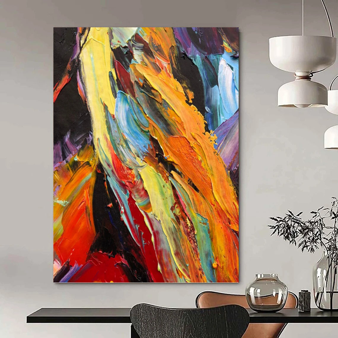 “Colorful Textured Abstract” - Palette - Knife Abstract Painting On Canvas PT1262